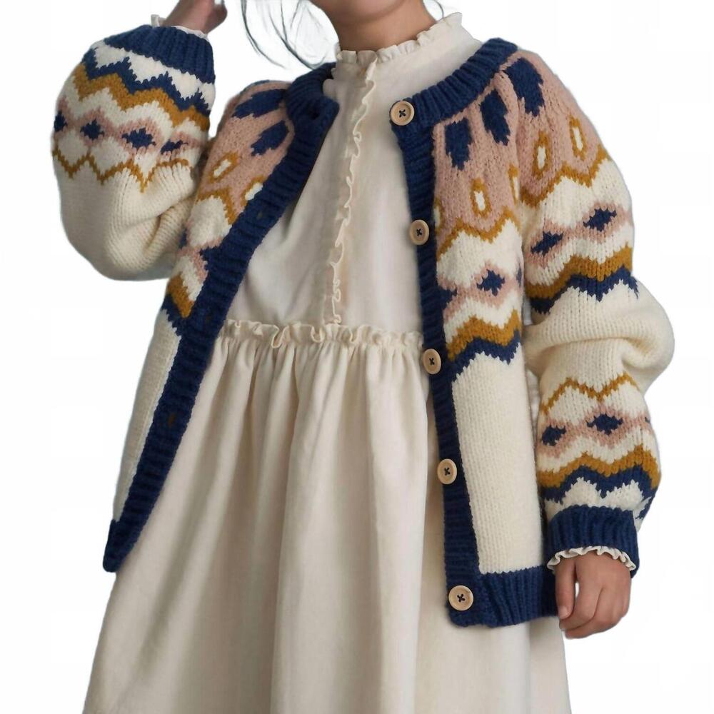 NEW C'ERA UNA VOLTA kid's jaqueline cardigan in offwht/multi